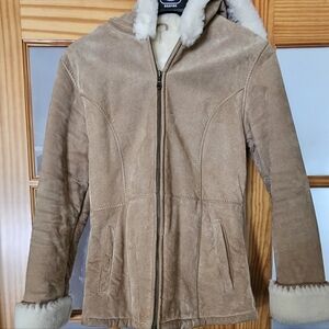 Wilsons Leather Tan Teddy Jacket with Cream Accents